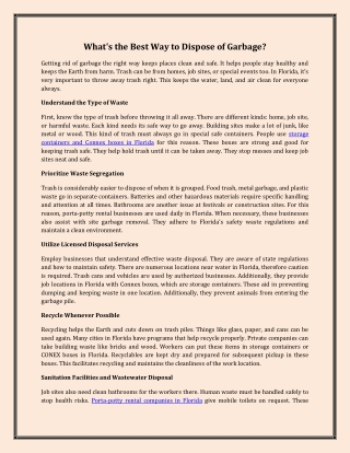 What's the Best Way to Dispose of Garbage