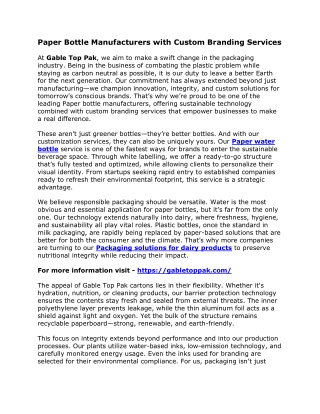 Paper Bottle Manufacturers with Custom Branding Services