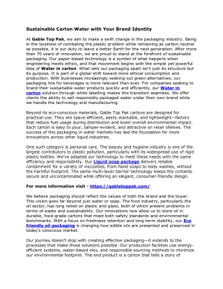 Sustainable Carton Water with Your Brand Identity