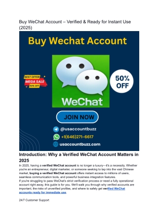 Buy WeChat Account – Verified & Ready for Instant Use (2025)