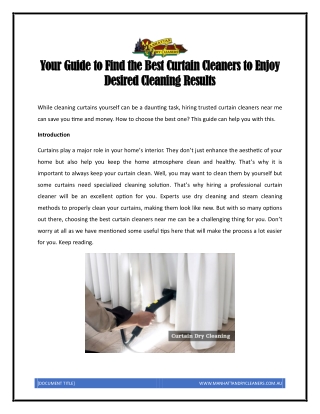 Your Guide to Find The Best Curtain Cleaners to Enjoy Desired Cleaning Results