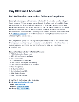 Most Trusted Seller to Buy Old Gmail Accounts