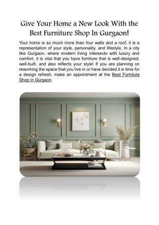 Give Your Home a New Look With the Best Furniture Shop In Gurgaon