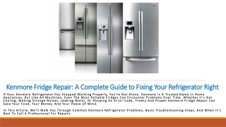 Kenmore Fridge Repair: A Complete Guide to Fixing Your Refrigerator Right