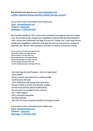 Top 20 Best sites to Buy Verified Cash App Accounts 100% Safe