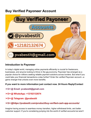Buy Verified Payoneer Account