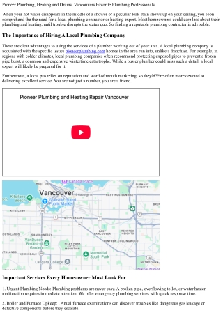 Pioneer Plumbing, Heating and Drains, Vancouvers Favorite Plumbing Service