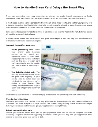 How to Handle Green Card Delays the Smart Way