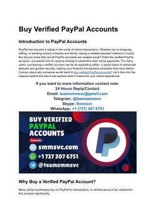 Buy Verified PayPal Accounts For Business Use