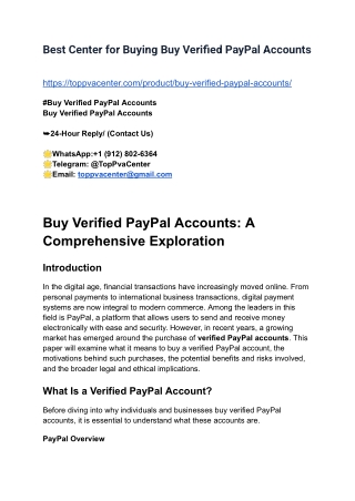 Best Center for Buying Buy Verified PayPal Accounts