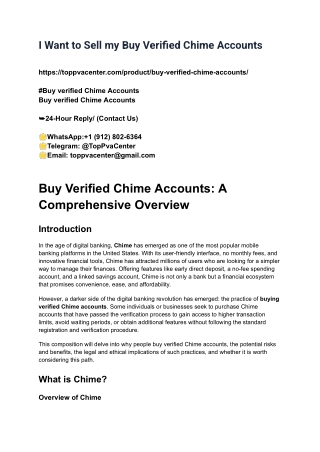 I Want to Sell my Buy Verified Chime Accounts