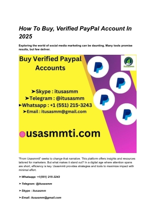 How To Buy, Verified PayPal Account In 2025