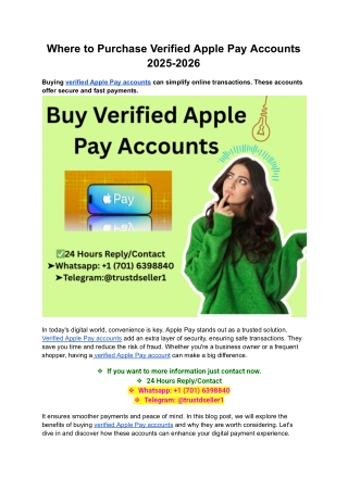 Where to Purchase Verified Apple Pay Accounts 2025-2026