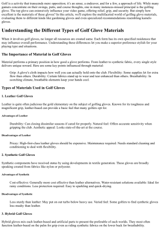 Understanding the Different Types of Golf Glove Materials