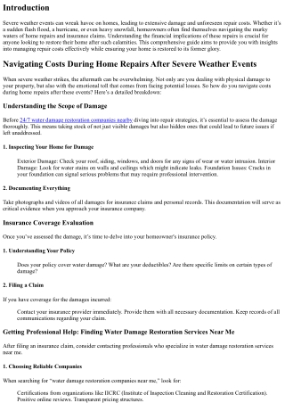 Navigating Costs During Home Repairs After Severe Weather Events