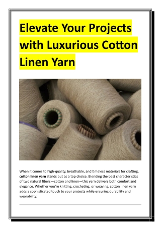 Elevate Your Projects with Luxurious Cotton Linen Yarn
