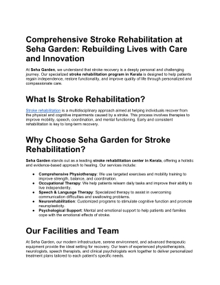 Comprehensive Stroke Rehabilitation at Seha Garden_ Rebuilding Lives with Care and Innovation