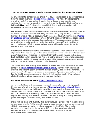 The Rise of Boxed Water in India - Smart Packaging for a Smarter Planet