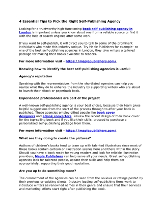 4 Essential Tips to Pick the Right Self-Publishing Agency