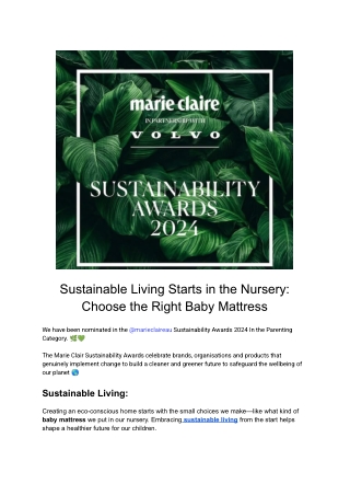 Sustainable Living Starts in the Nursery_ Choose the Right Baby Mattress