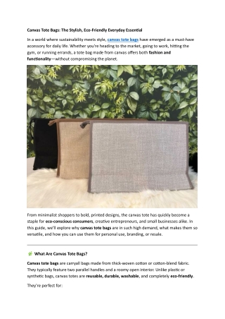 Canvas Tote Bags: The Stylish, Eco-Friendly Everyday Essential