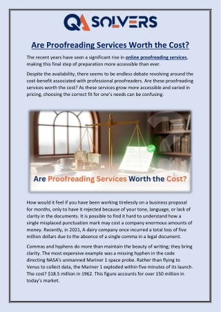 Are Proofreading Services Worth the Cost