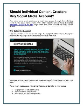 Should Individual Content Creators Buy Social Media Account