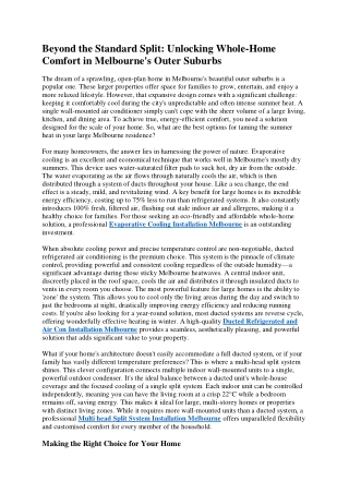 Beyond the Standard Split Unlocking Whole-Home Comfort in Melbourne's Outer Suburbs