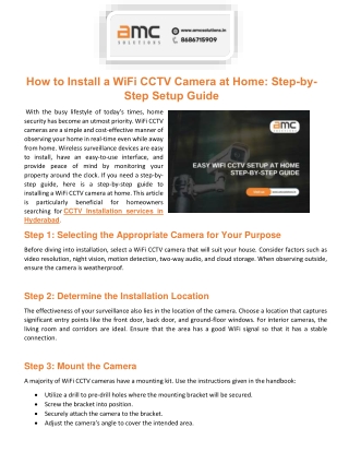 How to Install a WiFi CCTV Camera at Home Step-by-Step Setup Guide