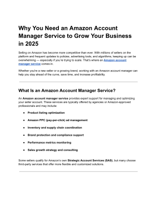 Why You Need an Amazon Account Manager Service to Grow Your Business in 2025