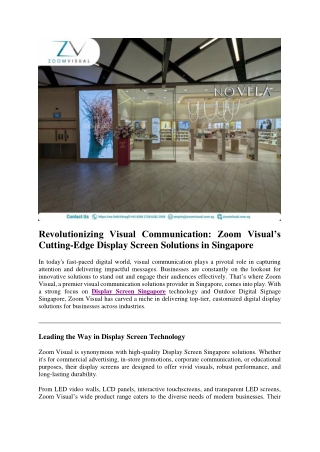 Revolutionizing Visual Communication Zoom Visual’s Cutting-Edge Display Screen Solutions in Singapore