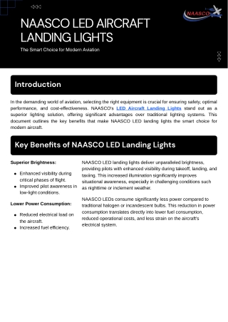 Why LED Aircraft Landing Lights from NAASCO Are the Smart Choice.
