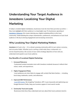 Understanding Your Target Audience in Jonesboro_ Localizing Your Digital Marketing