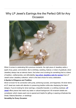 Why LP Jewel’s Earrings Are the Perfect Gift for Any Occasion