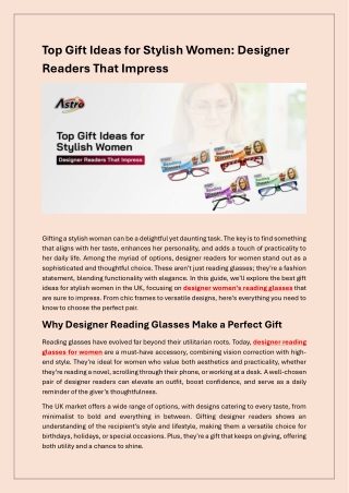 Designer Reading Glasses for Stylish Women