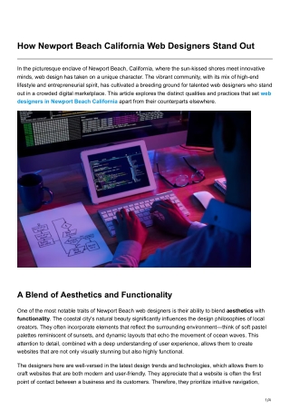 How Newport Beach California Web Designers Stand Out