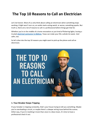 The Top 10 Reasons to Call an Electrician