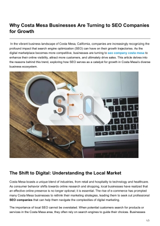 Why Costa Mesa Businesses Are Turning to SEO Companies for Growth