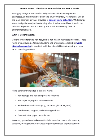 General Waste Collection What It Includes and How It Works