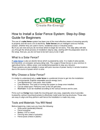 How to Install a Solar Fence System