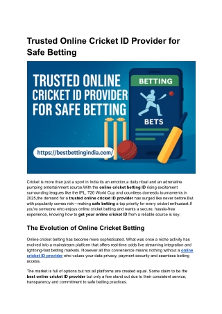 Trusted Online Cricket ID Provider for Safe Betting