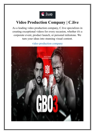 Video Production Company | C.live