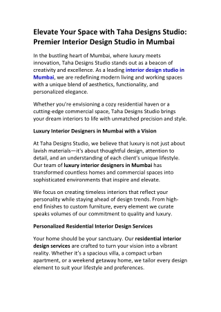 Commercial Interior Design Mumbai | Taha Designs Studio