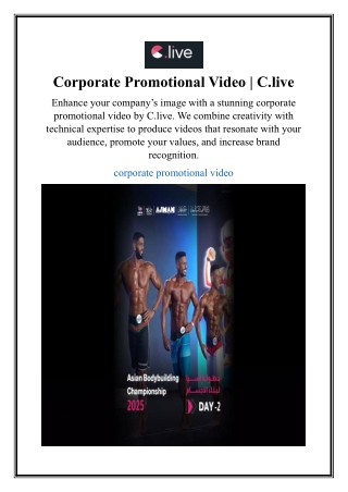 Corporate Promotional Video | C.live