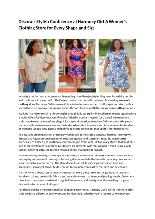 Discover Stylish Confidence at Harmony Girl A Women Clothing Store for Every Shape and Size