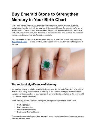 Buy Emerald Stone to Strengthen Mercury in Your Birth Chart