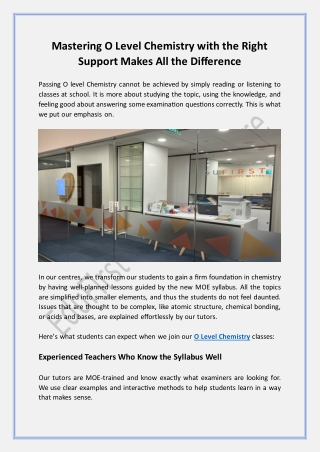 Mastering O Level Chemistry with the Right Support Makes All the Difference