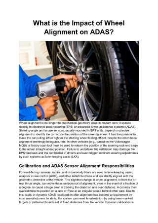 What is the Impact of Wheel Alignment on ADAS