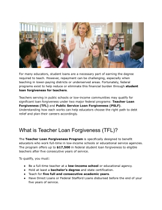 How Teachers Can Qualify for Student Loan Forgiveness