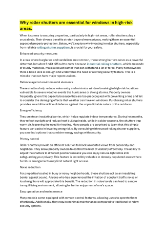 Why roller shutters are essential for windows in high